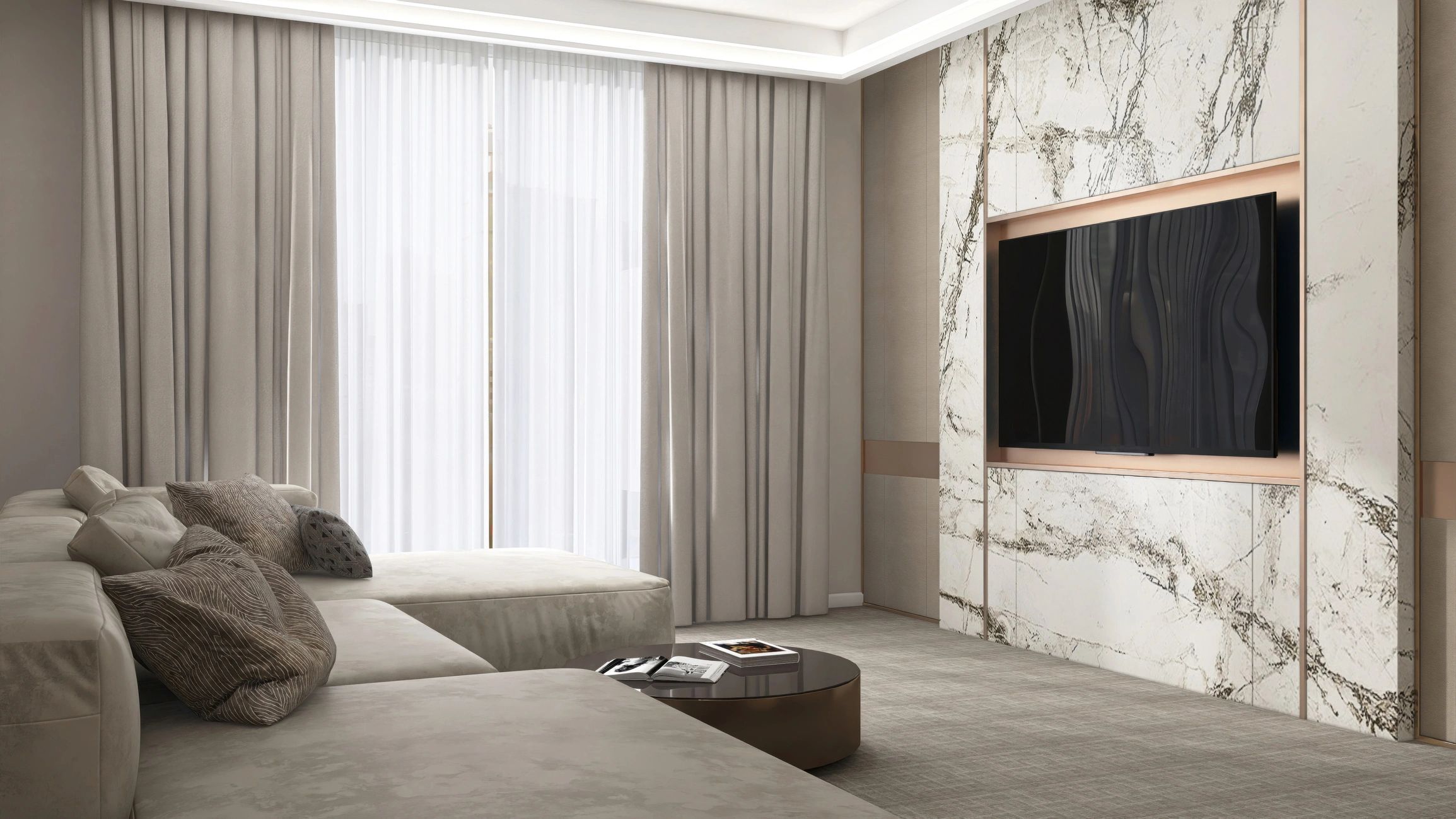 Luxury living room in serviced apartment